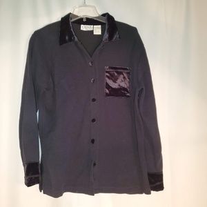 3for$25 button down black soft velvet long sleeve